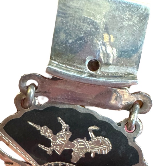 Elegant Vintage Siam Sterling 925 Black Silver Thai Goddess Nielo Bracelet - Picture 9 of 10